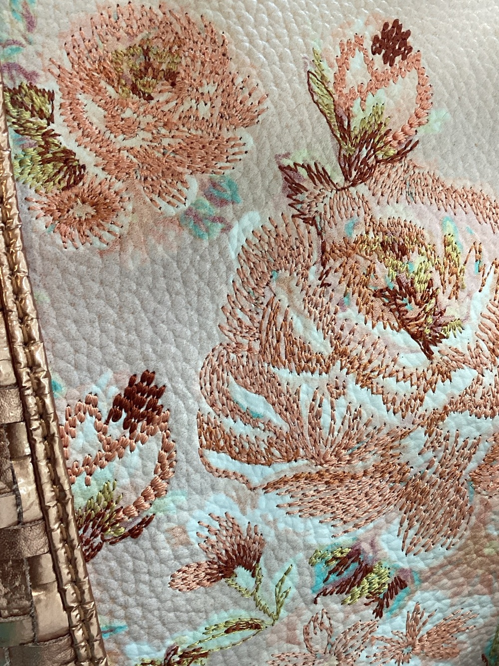 Sharif Rose Copper Woven Embroidered Floral Satchel - Picture 4 of 14